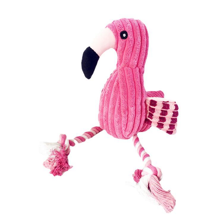 Transfronterizo exclusivo mascota felpa simulación Flamingo perro mordedura sonido algodón nudo jugable mordedura resistente a los suministros para mascotas