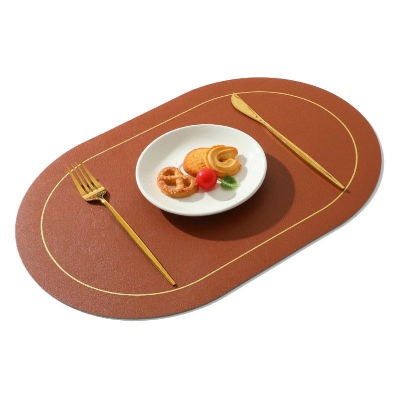 Fábrica de cuero occidental mantel PVC a prueba de aceite estera de mesa Hotel hogar placa estera antideslizante tazón estera Oval estera de aislamiento