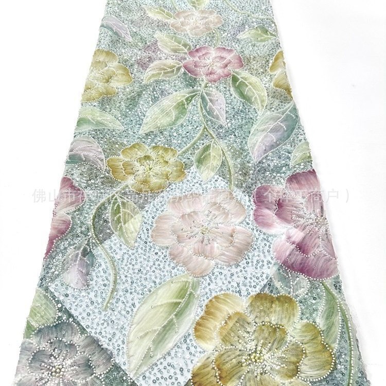 Francés Gaoding lujo ligero pequeño vestido de boda fresco cena vestido de moda tela de flores bordado image 5