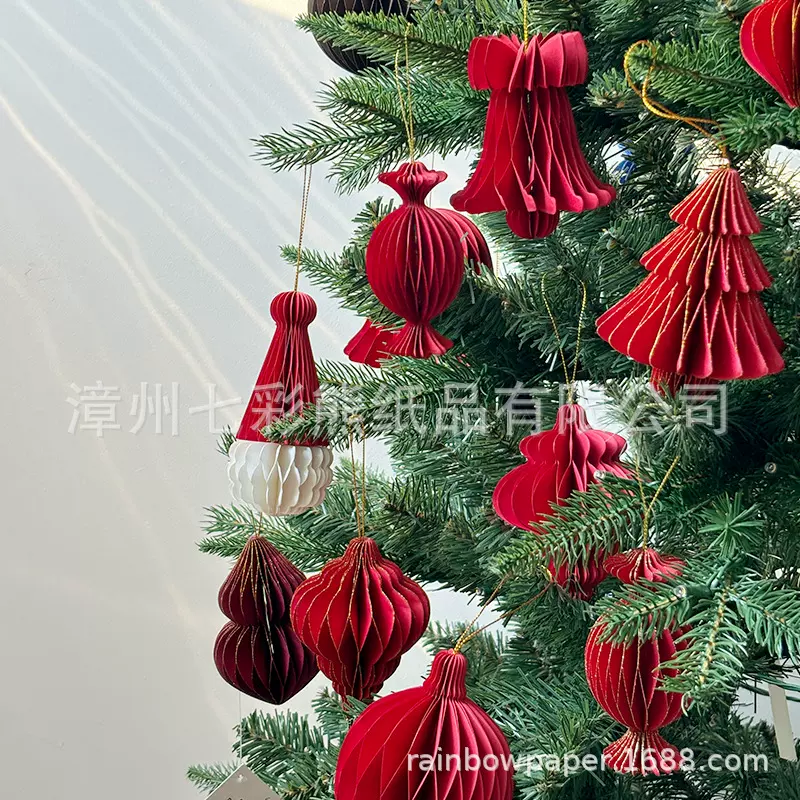 跨境圣诞装饰品纸质圣诞球挂饰节日圣诞树挂件氛围装饰橱窗酒店