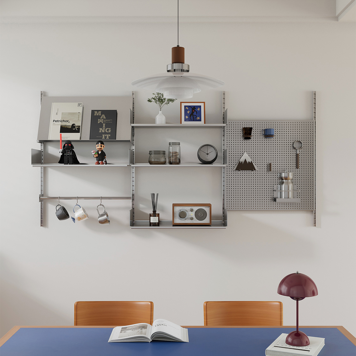 Bookcase Stainless Steel Wall Storage Rack Small Apartment Open Dining Side Display Rack Simple Module Decorative Rack