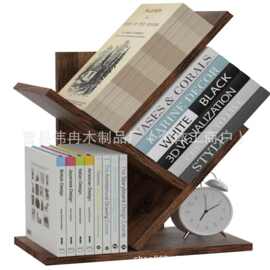跨境木质置物架书架多层实木收纳整理架阅读书架现代简约桌面支架