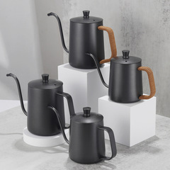 304 stainless steel hand brewing kettle 350/600ml long mouth narrow mouth coffee pot hanging ear pot drip type filter pot with lid