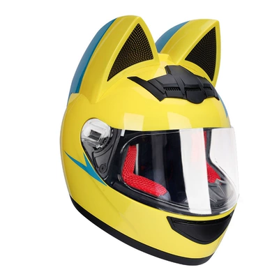 Helmet, in Stock, Motosiklet kaskı (dəbilqə) - yellow-and-blue-knight-cat-transparent-lenses-s