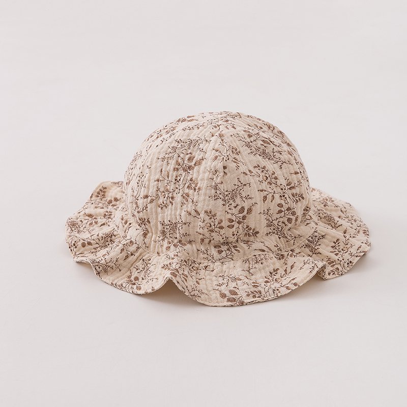3-25 Meses sombrero de bebé primavera y otoño delgado sombrero de pescador de bebé sombrero de protección solar ajustable sombrero de maceta primavera flores trituradas