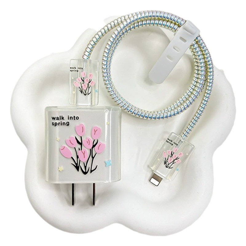 Funda protectora transparente para cargador Apple de 20/18W, protector de cabezal de carga, protector de cable para cable de datos 16/15, vida útil.