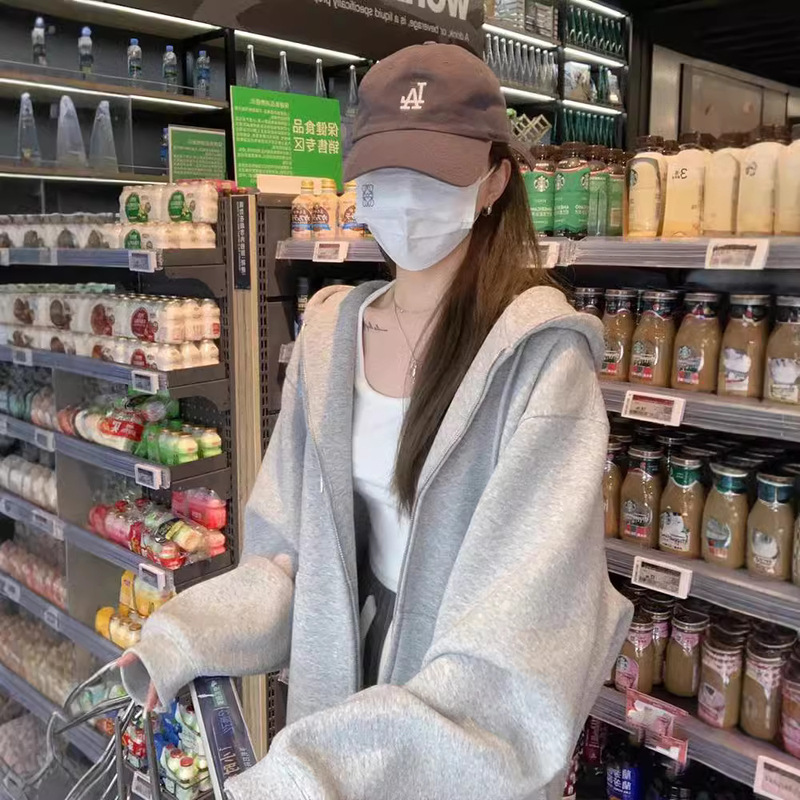 新型のパーカーのコートの女性の帽子と春と秋の冬の塩は怠惰な風のins潮とベルベットのゆったりしたカーディガンのファスナーの長袖です。|undefined