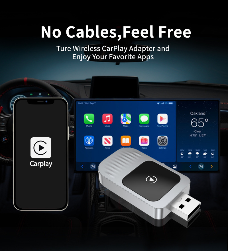 Cross-Border Wireless Carplay Box Upgrade Android Smart Car-Machine Interconnection Module Car Carplay Printed Logo
