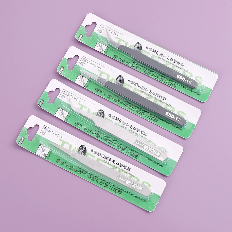 Нержавеющая сталь модель пинцет 0,8 серебристый черный прямая головка колена