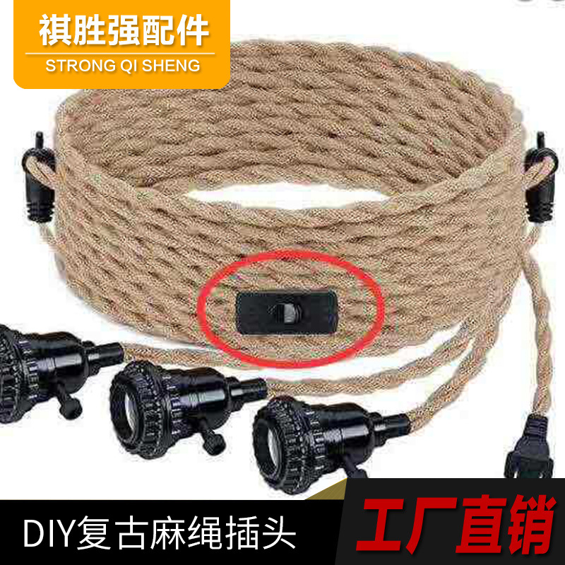 source Manufactor U.S. regulations Retro Hemp rope DlY Plug switch Single head