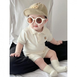 Boys' Summer College-style suit Baby's Short-sleeved Polo Shirt Breathable Baby's Thin Top Shorts Casual Wear