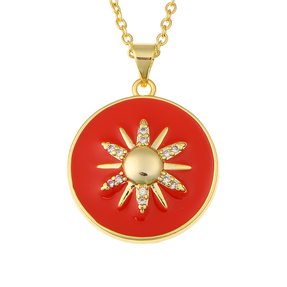 Collier Pendentif Fleur De Soleil Rond À La Mode display picture 5