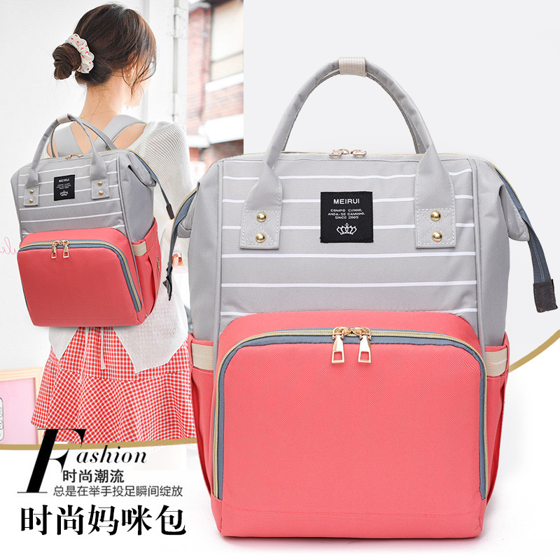 跨境時尚大容量媽咪包防潑水超輕手提便攜雙肩媽媽包待產包媽咪包