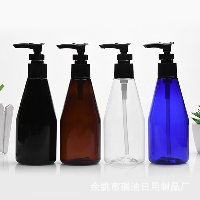 200ml毫升锥形夹子泵插口泵乳液瓶洗发露沐浴露瓶PET塑料瓶