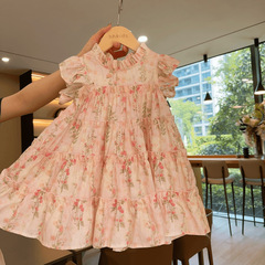 2025 summer new product girl fashionable floral dress baby Korean cotton vacation style princess skirt trendy
