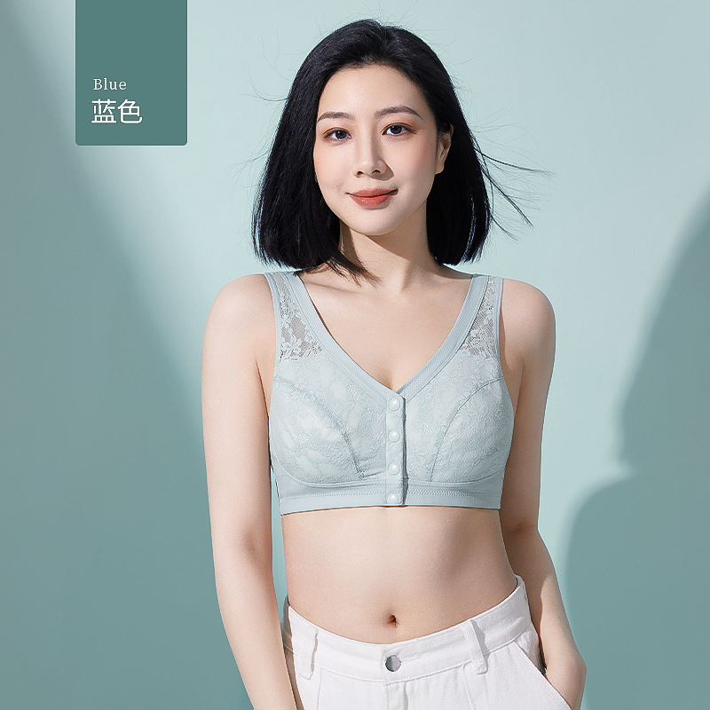 Ropa interior madre sujetador de chaleco de recolección transpirable sin anillo de acero para mujeres de mediana edad y ancianos sujetador de talla grande para mujeres con hebilla delantera