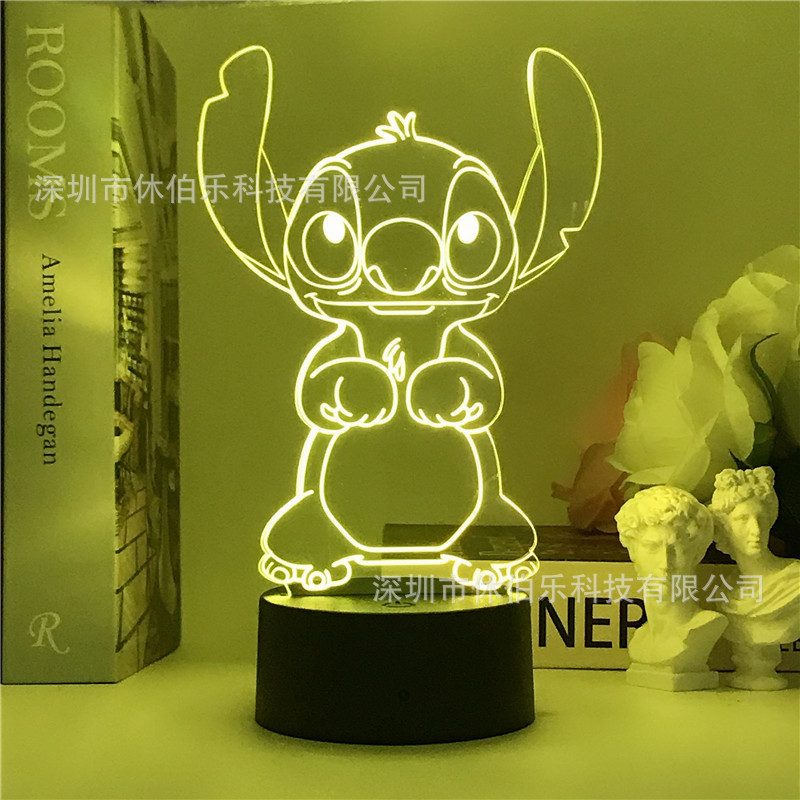 Stitch 3D noche luz colorida táctil control remoto nuevo creativo USB dormitorio escritorio atmósfera lámpara de mesa LED regalo