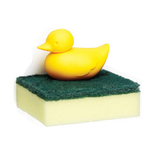 创意鸭子百洁布收纳沥水架趣味小黄鸭造型厨房水海绵清洁擦挂架