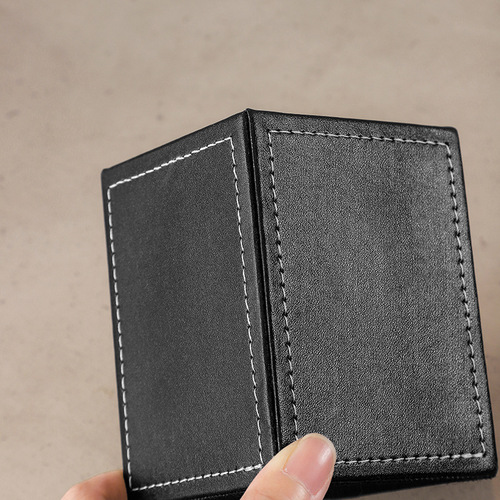 Leather pen holder ornaments office supplies storage gift desktop storage box creative square leather single pen holder printing