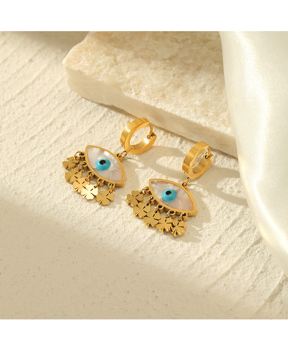 Fashion Devilu0027S Eye Stainless Steel Gold Plated Drop Earrings 1 Pair