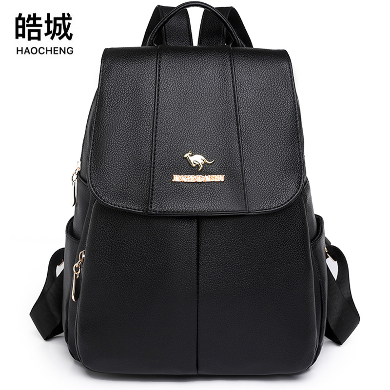 Amazon nueva mochila de cuero suave para mujer casual moda retro de gran capacidad mochila de viaje al aire libre mochila escolar de moda