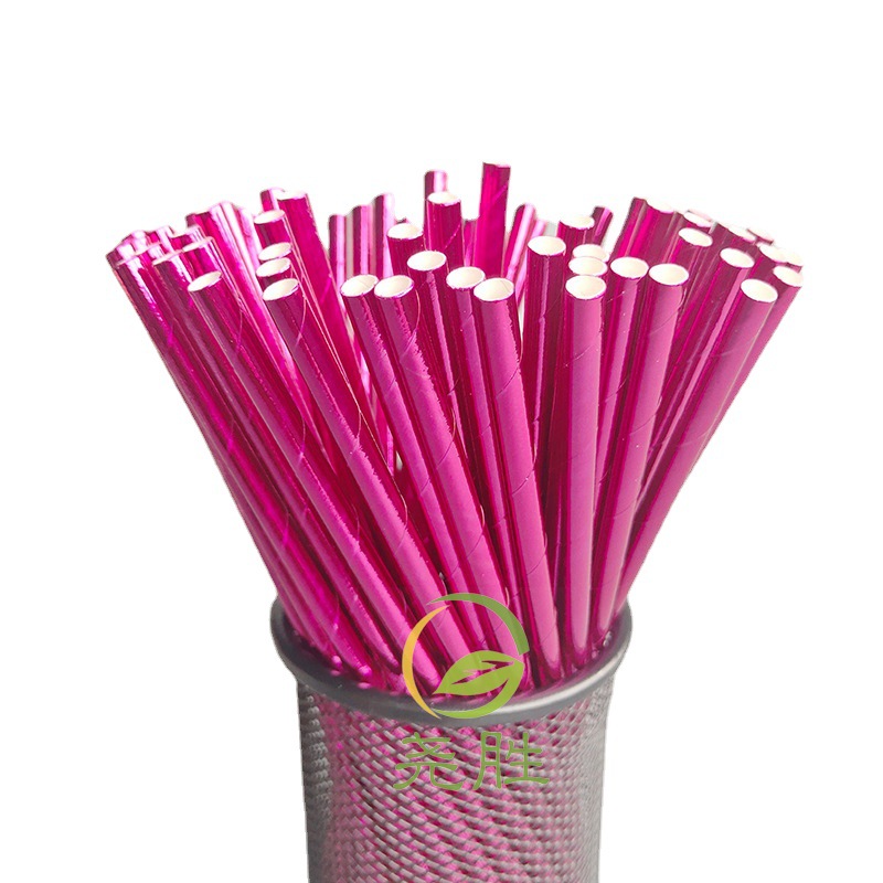 Papel degradable desechable película de paja dorado color papel paja fiesta pastelería decoración bebida paja