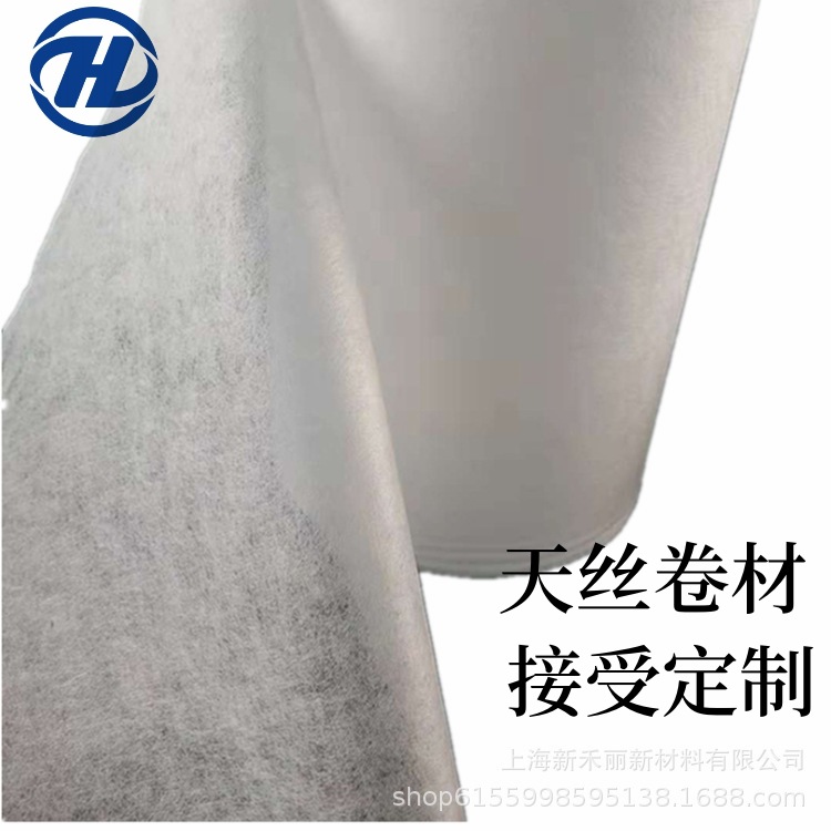 平纹网孔天丝水刺无纺布 易拉丝亲肤挺天丝植物纤维膜布基材