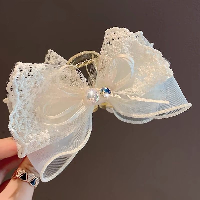 Satín de alta sensación, arco negro grande, clip de tiburón, toque de cabeza, clip de nube, clip de agarre, clip de cabello, tarjeta de cabello de mujer