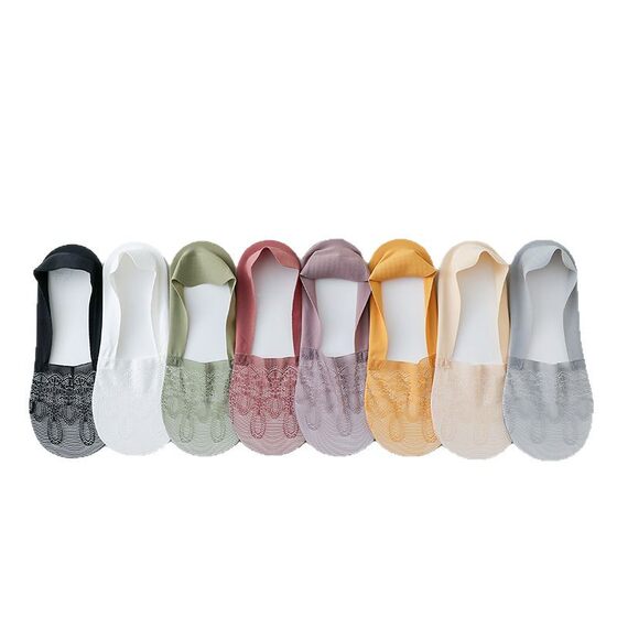 Socks Women's Summer Thin Seamless Invisible Socks Silicone Non-slip Non-falling Short Socks Non-slip Lace Women's Boat Socks