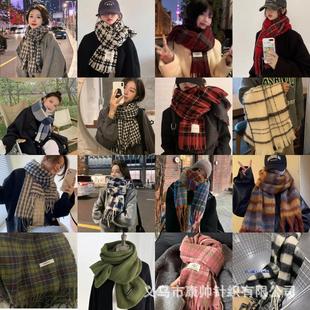 2025 Yongxiang New Plaid Scarf for Women in Winter Thickeneded and Warm Versatile High-End Shawl Scarf for Students Spring & Fall