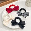 Retro hair rope with bow, advanced hair accessory, internet celebrity, high-quality style, simple and elegant design