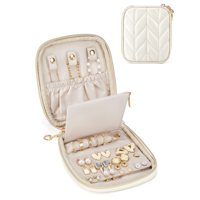 Amazon's New Travel Jewelry Box Storage Box and Earrings Earrings Women's Necklace Bracelet Ring Bracelet Earrings