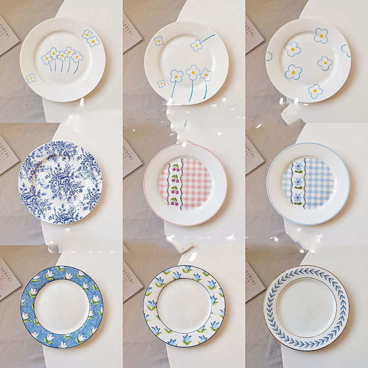 Placa de 8 pulgadas bajo vidriado vajilla hogar plato de pastelería plato de postre plato de pastel plato de fruta plato de ensalada