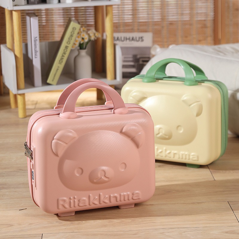 Mini maleta de oso de dibujos animados lindo para niños de 14 pulgadas, maleta de contraseña, maleta de almacenamiento, maleta de embarque, regalo de mano