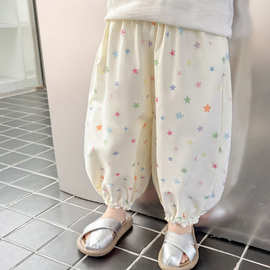 女童裤子夏季2026新款儿童洋气薄款夏装女童装时髦宽松休闲防蚊裤