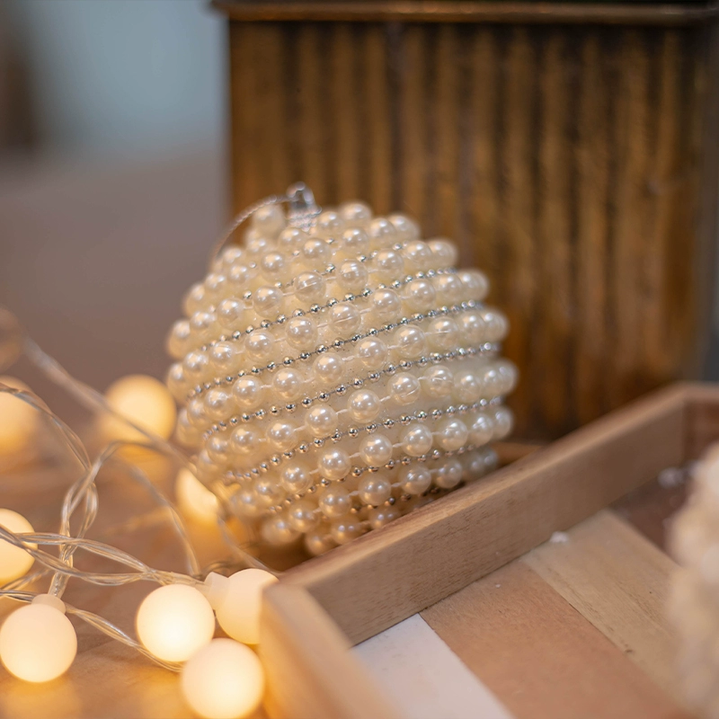 Внешняя торговля Экспорт Рождественский орнамент Белый жемчужный шар 8 см Красный шерстяной шар Рождественская елка подвеска окно платье