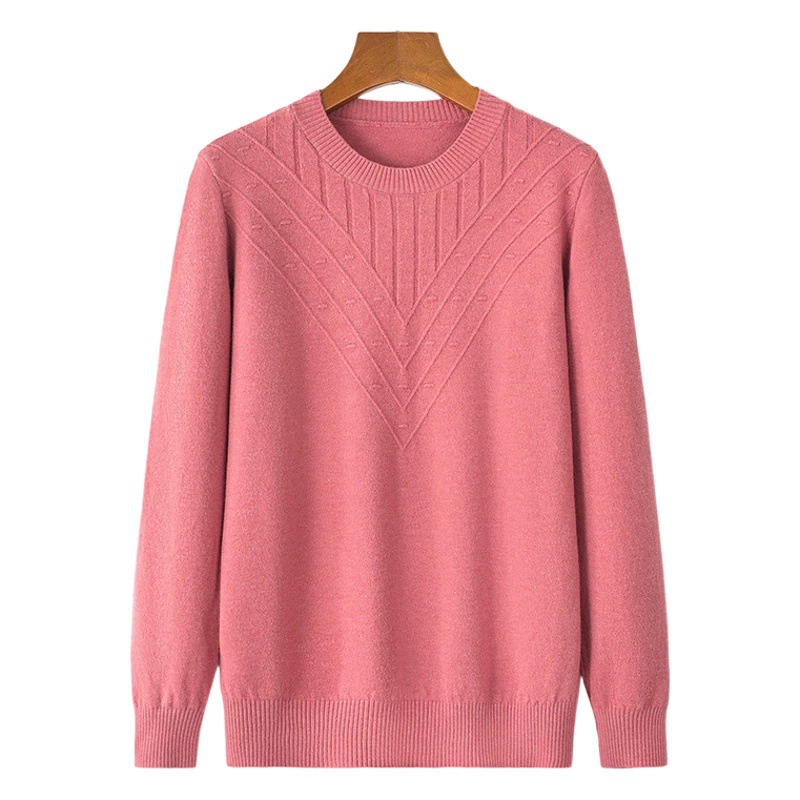 Мама одеваются осенью новый свитер с круглым вырезом