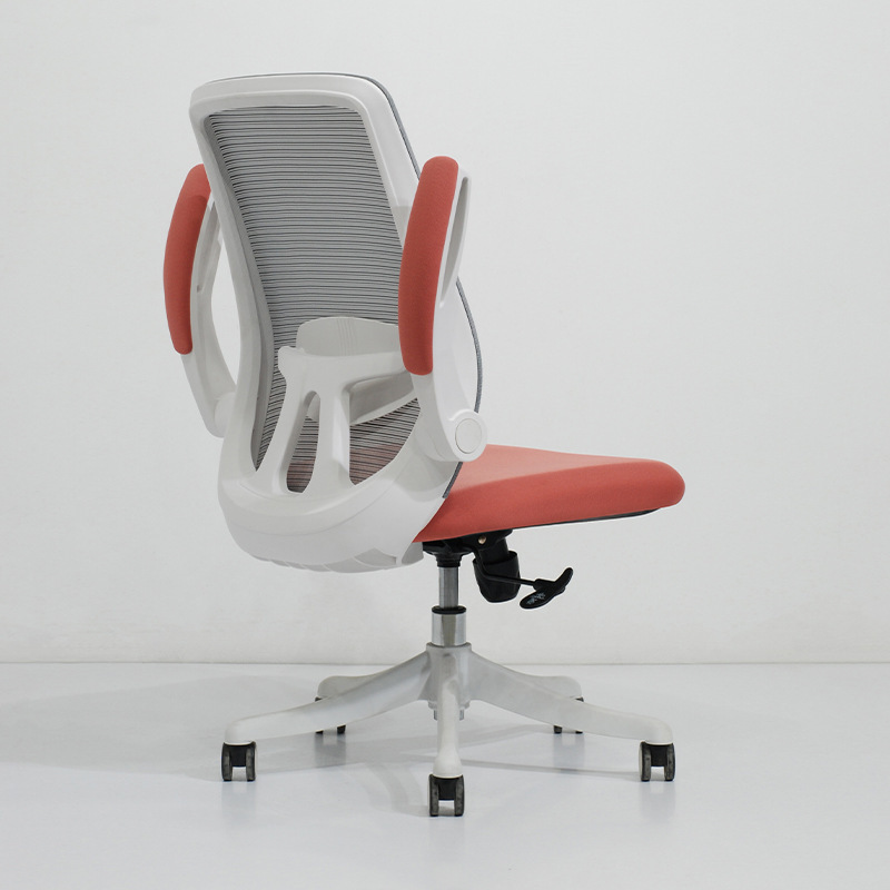 Red and Orange Computer Chair with Red Seat, Summer Mesh Design, Flip-Up Armrests, Comfortable for Long Sitting, Suitable for Home and Office Use