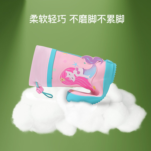 Mumeng children's rain boots, boys and girls thickened non-slip water shoes, baby girdle rain boots, children's waterproof rubber shoes wholesale