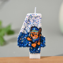 供跨境汪汪队莱德数字蜡烛0-9周岁蛋糕装饰品派对亮片创意生日蜡