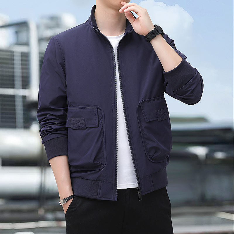 Primavera y otoño para hombres de mediana edad camping chaqueta casual al aire libre nueva chaqueta de cuello vertical chaqueta de manga larga