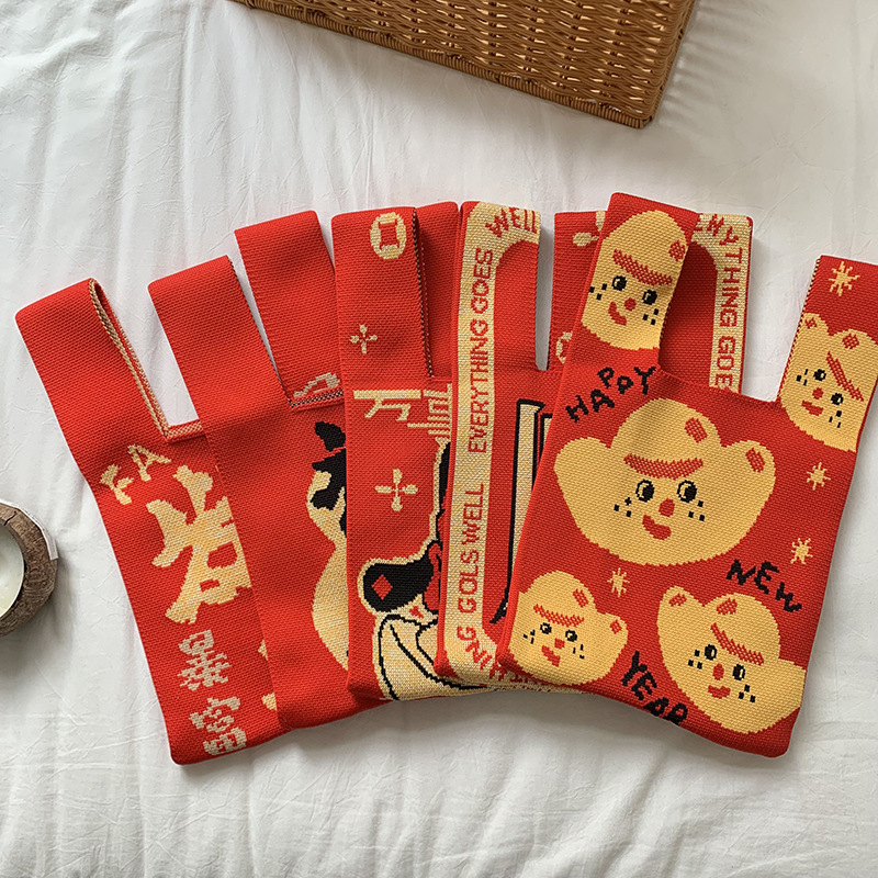 Bolso femenino nuevo año de la serpiente regalo de año nuevo lindo recuerdo bolso de caramelo bolso de punto bolso de mano para caminar diario
