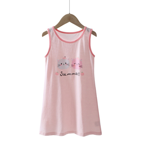 Children's sundress summer thin breathable bamboo cotton girl baby girl sundress vest nightgown new style