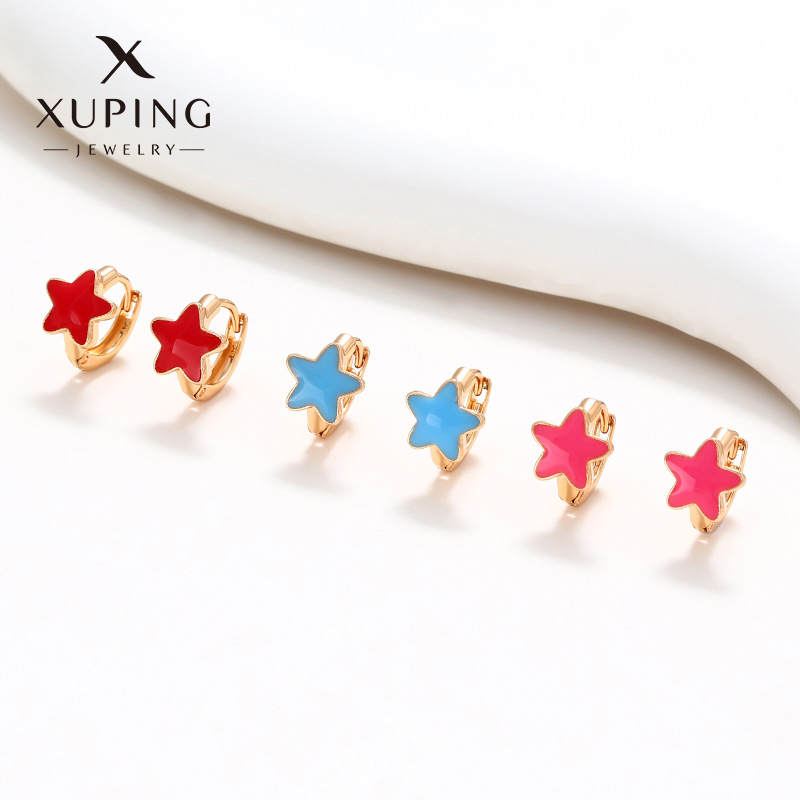 Xuping ruso goteo de aceite pentagonal aretes de aleación pentacolos aretes de verano sensación de nicho aretes para mujeres