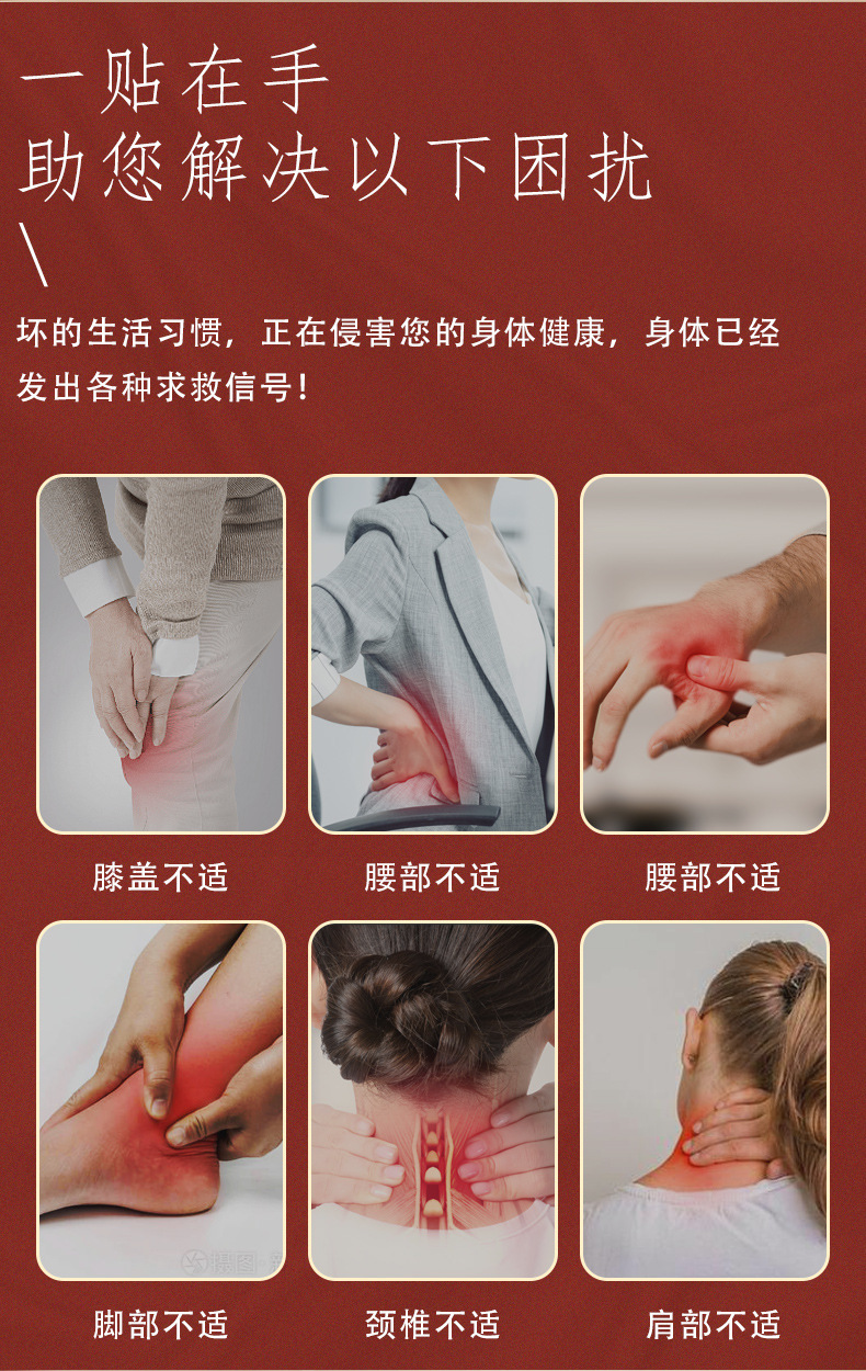Mugwort Neck Shoulder Knee Patch Herbal Warming Body Patch 6 Patches Per Box key features