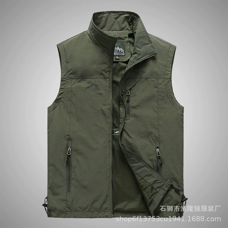 Тонкий сетчатый жилет с настраиваемым принтом логотипа, мужской уличный Повседневный жилет для рыбалки для фотосъемки молодежи и среднего возраста