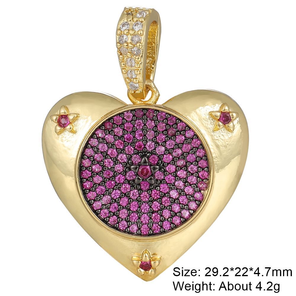 5g Weight Pendant Jewelry Making Type Rhinestones Inlay Material DIY Jewelry Accessories Classification 1 Piece Quantity Copper Material Heart Shape Pattern Plating Design Casual, Retro, Classic Style Style 1 Piece Copper Rhinestones Heart Shape Pendant 8