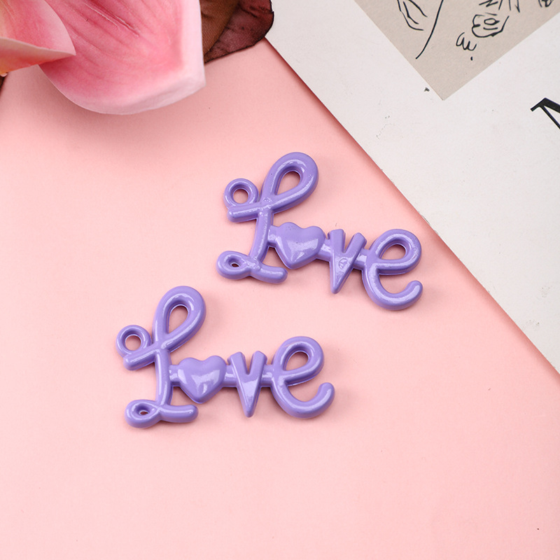 32 * 50mm personalidad acrílica pintura horneada agujero colgante LOVE DIY cuentas manuales cuentas colgantes de llaveras joyas