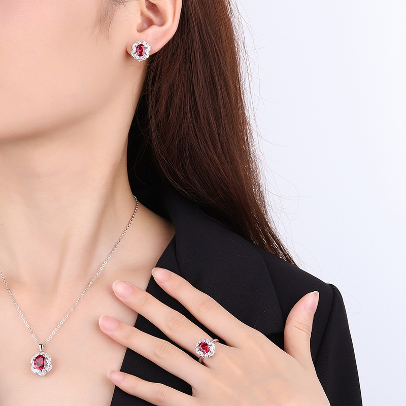 Zhuang Sheng joyería nueva S925 todo el cuerpo traje de plata simulación color tesoro pequeño huevo de Paloma traje de mujer 8*10-6*8