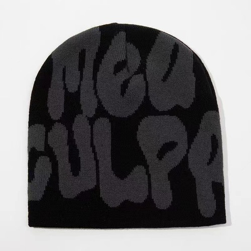 Winter Hip-Hop Style Knitted Letter Beanie Best-Selling Camouflage Pattern Knitted Hat Thick Brimmed Hat